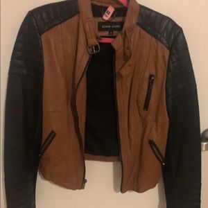 Color Block Faux Leather Jacket